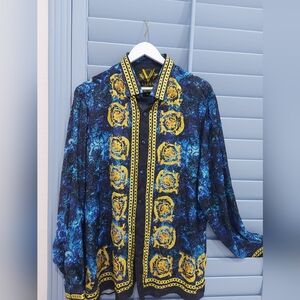100% Authentic Valiant Paris Blue and Yellow Chain Shirt